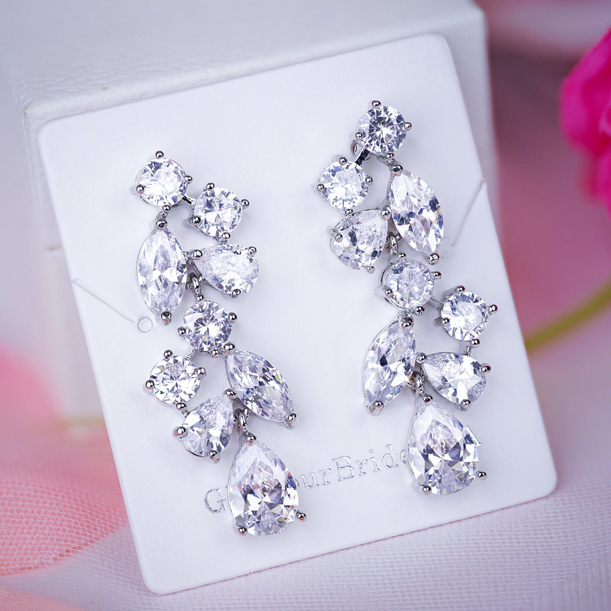 Crystal drop earrings bridal deals