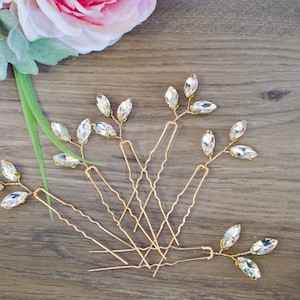 Crystal Hair pins Bridal hair pins Crystal Wedding hair pins Gold Bridal hair pins Silver Wedding hair pins Bridesmaids hair pins Crystal