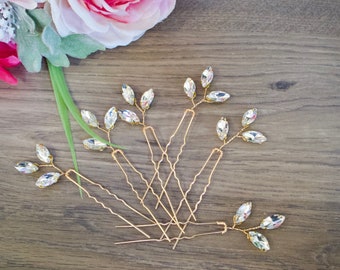 Crystal Hair pins Bridal hair pins Crystal Wedding hair pins Gold Bridal hair pins Silver Wedding hair pins Bridesmaids hair pins Crystal