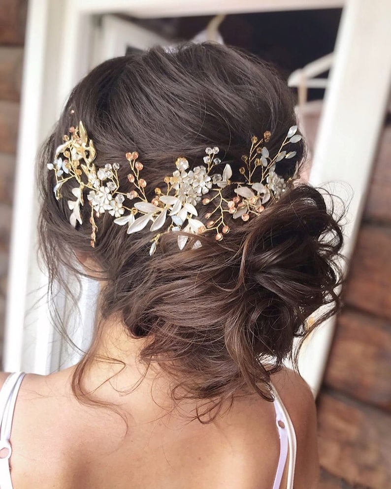 Braut Stirnband Floral Hochzeit Haarteil Braut Haarteil Floral Braut Haar Vine Floral Haarteil Hochzeit Haarschmuck Bild 5