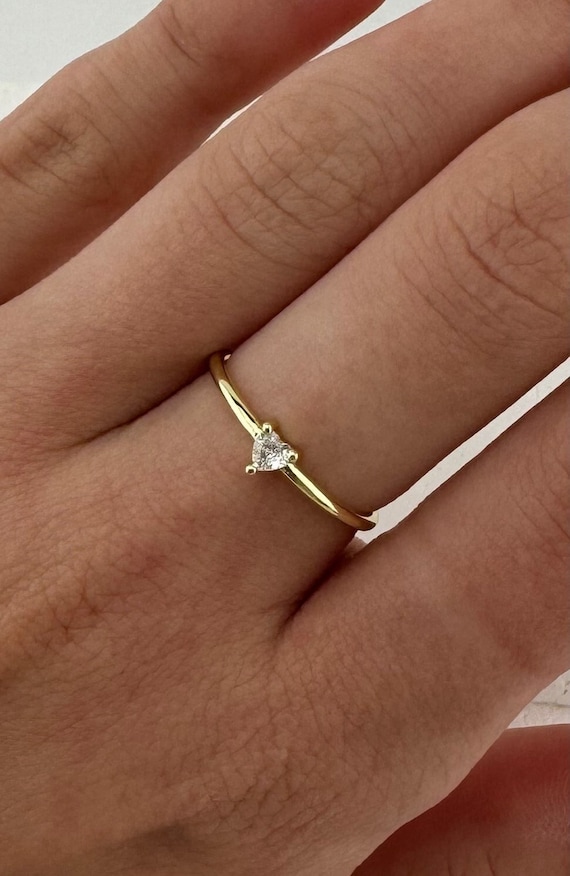 Minimalist Ring Gold Dainty Ring Skinny Ring Gold Heart Ring Minimalist Ring Promise Ring Gold Stacking Ring Gift for Her Purity Ring