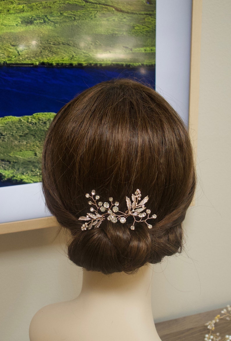 Bridesmaid Hair Pins Rose Gold Bridal Hairpiece Wedding Hair Etsy