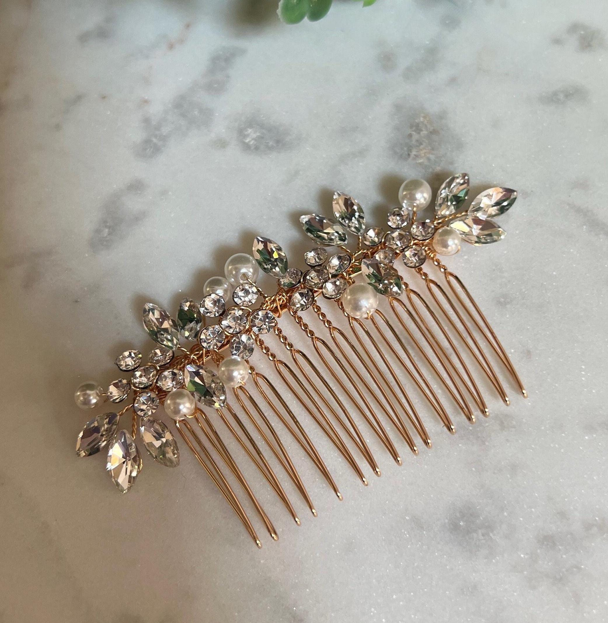 Bridal Hair Piece Floral Bridal Hair Accessory Gold Pearl  display picture 2