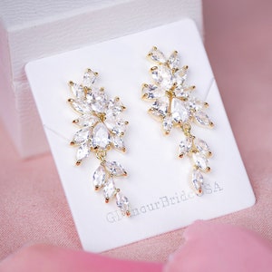 Gold Bridal Earrings Drop Earrings  Crystal Earrings Crystal Tea drop Earrings Silver Bridal Jewelry Gold Bridesmaids Jewelry