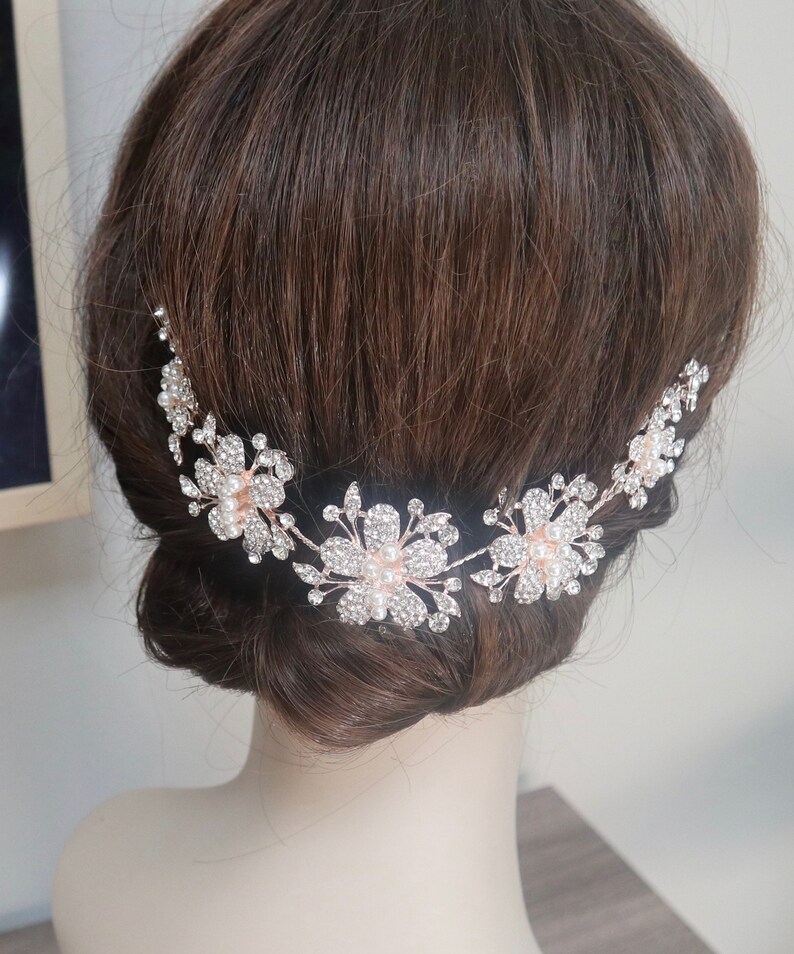 Rose Gold Head Piece Wedding Hair Accessories Rose Gold Hair Etsy