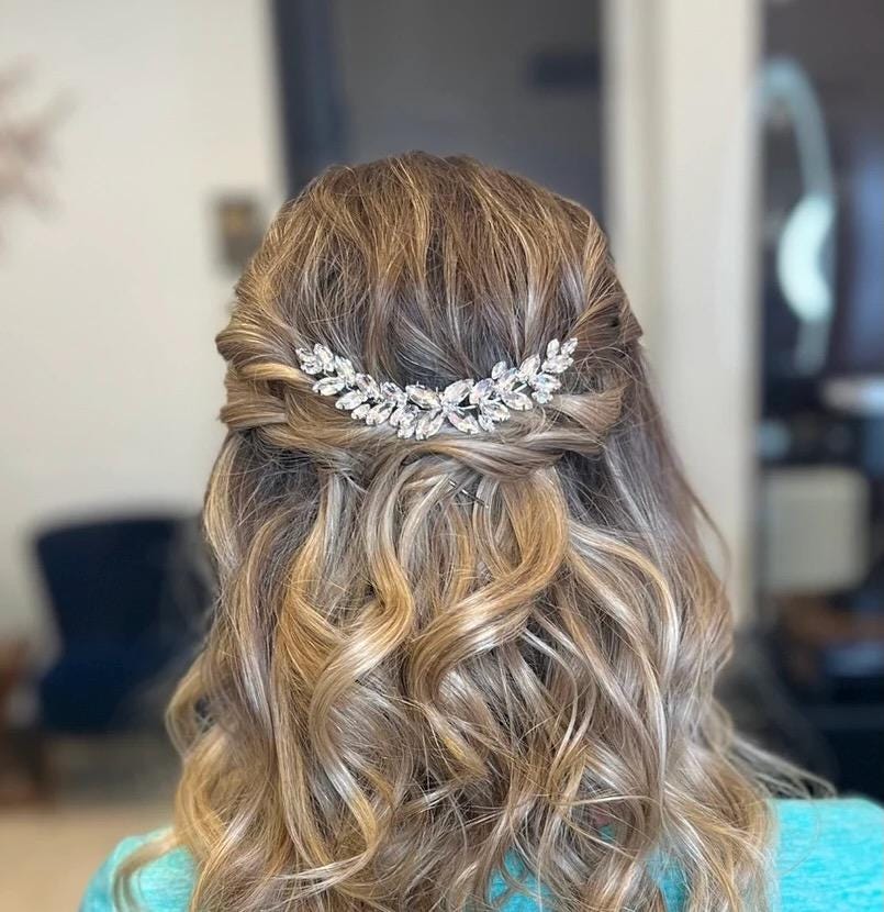 Crystal Bridal Hair piece Crystal Bridal Hair Accessories Leaf Bridal Hair Jewelry Silver Bridal Hair Accessories Crystal Bridal Hair comb