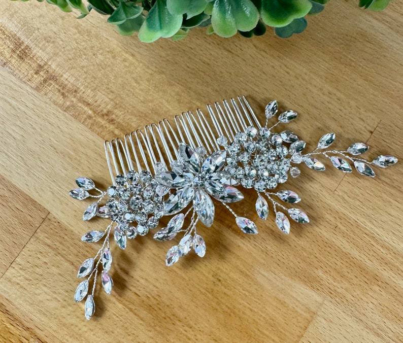 Crystal hair piece Silver Bridal hair comb Silver Bridal Hair Accessory Crystal hair comb Wedding Hair Accessories Crystal hair piece image 3