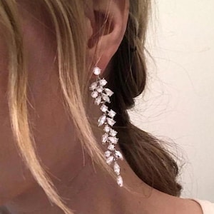 Clip-On Bridal Earrings – Crystal Leaf Drop Earrings in Silver or Gold | Non-Pierced Wedding Jewelry for Brides & Bridesmaids