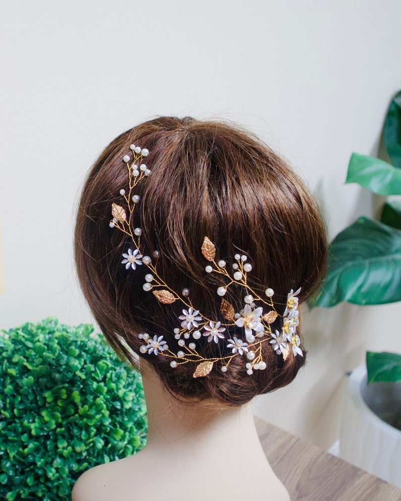 Bridal Hair Piece Bridal Hair Vine Gold Wedding Hair Etsy