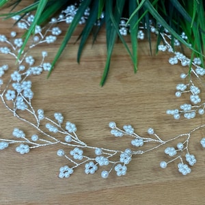 Baby's Breath Hair vine Bridal Hair vine Bridal hair accessory Wedding Hair Accessory Bridal Hair piece Silver Wedding Hair piece zdjęcie 4