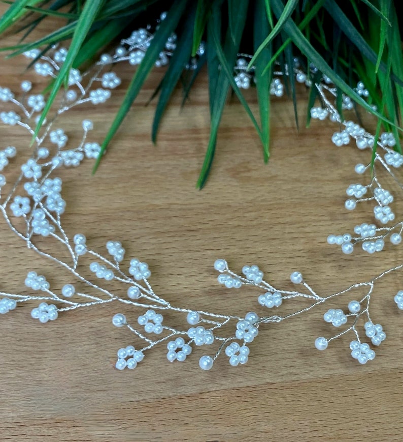 Baby's Breath Hair vine Bridal Hair vine Bridal hair accessory Wedding Hair Accessory Bridal Hair piece Silver Wedding Hair piece zdjęcie 4