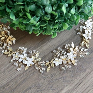 Bridal hair vine  Bridal hair piece Gold Bridal headpiece Bridal headband Wedding headband Wedding hair piece Wedding hair vine Floral