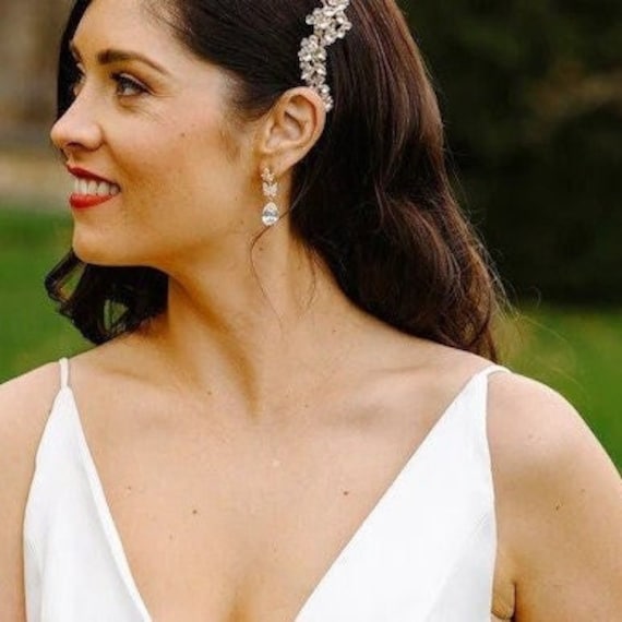 Crystal Bridal Earrings Drop Hypoallergenic Earrings Diamond Wedding Earrings Bridal Jewelry Set Silver Bridesmaids earrings