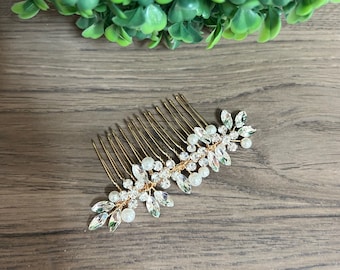 Floral Bridal Hair Comb Rose Gold Wedding Hair Comb Bridal Hair Accessory Pearl Hair Comb Hair Comb Wedding Hair Accessory for bride