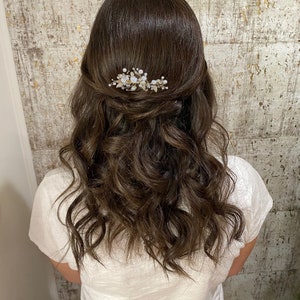 Floral Hair Comb Bridal Hair Accessory Gold Pearl Hair Comb for Wedding Hair Accessory for bride Bridesmaid hair accessory image 4