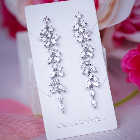 Long crystal best sale earrings