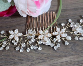 Floral hair comb Wedding hair comb Bridal hair vine Wedding hair vine Gold Bridal Hair Accessories Wedding Hair Accessories