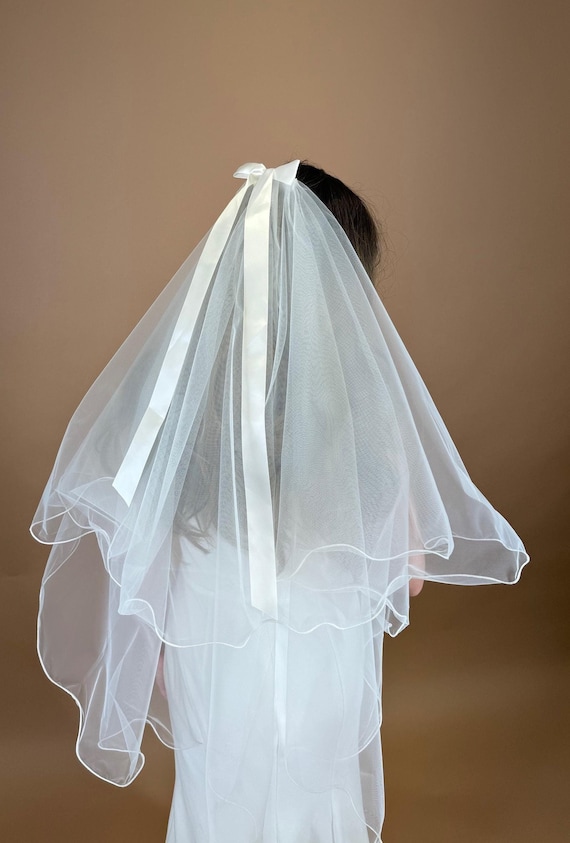 Wedding Veil Bridal Bow Veil Wedding Veil With Comb White 