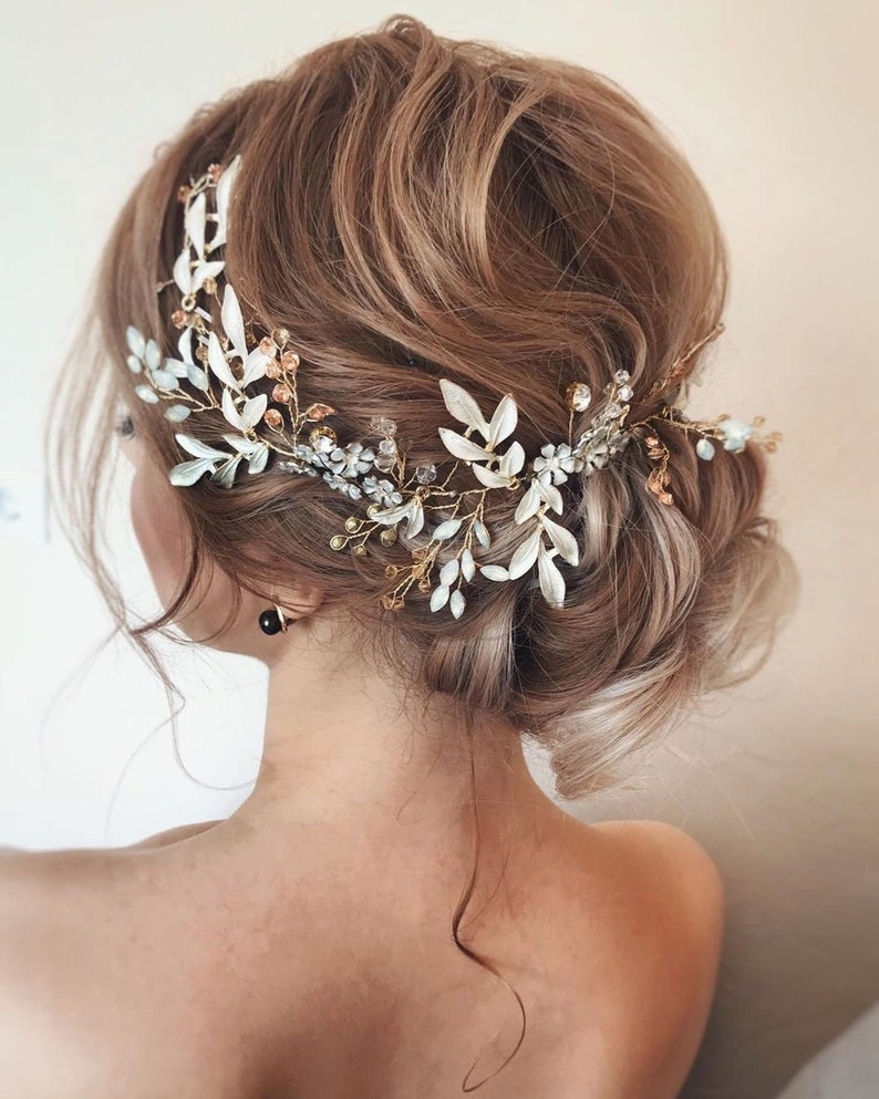 Braut Stirnband Floral Hochzeit Haarteil Braut Haarteil Floral Braut Haar Vine Floral Haarteil Hochzeit Haarschmuck Bild 3