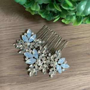 Crystal Wedding Comb Blue Opal Hair Comb Bridal Hair Comb Crystal Wedding Hair Comb Something blue Bridal Hair Accessories Wedding Hair Comb Silver/blue stones