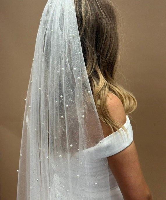 kuma 【Lsize】グリッター+メロー加工 ウェディングベール Lsize)メロー加工 ウェディングベール RVW 70+280cm OW | AiLE