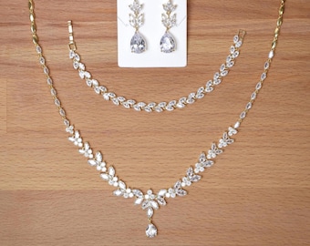 Wedding Necklace Set Gold Bridal Jewelry Set Wedding Necklace Wedding Jewelry set Prom Necklace Set Bridesmaid Jewelry MOB Jewelry MOG