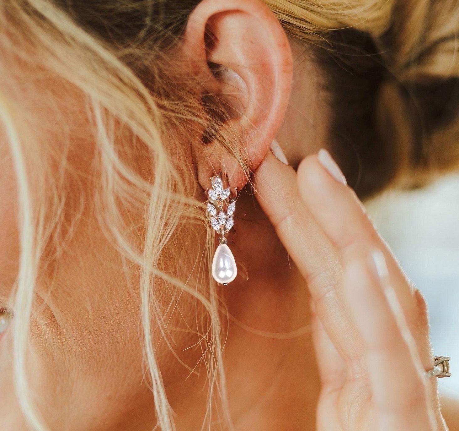 Clip On Pearl Drop Earrings