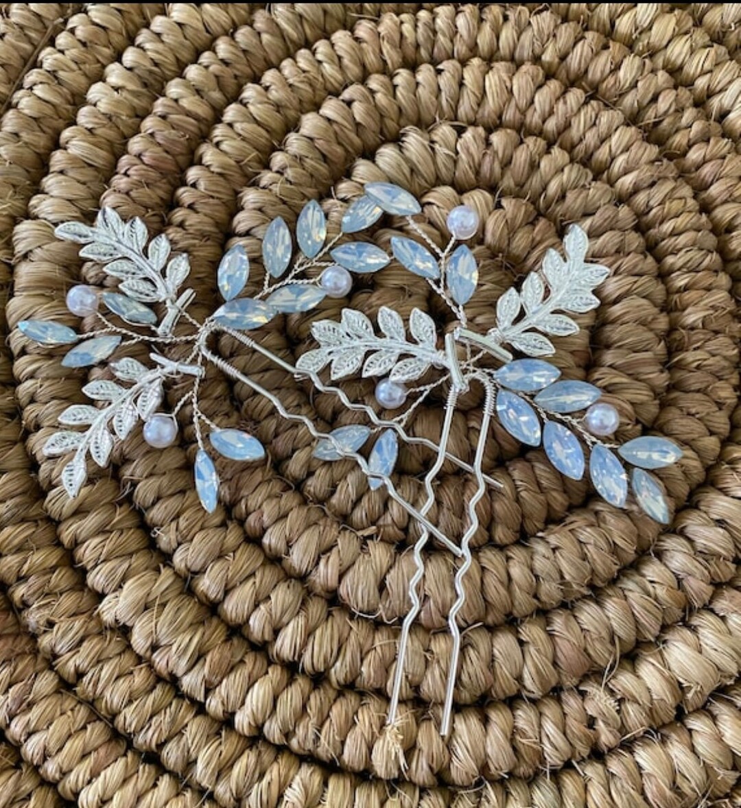 Leaf Hair Pins Something Blue Bridal Hair Pin Bridal Wedding Hair