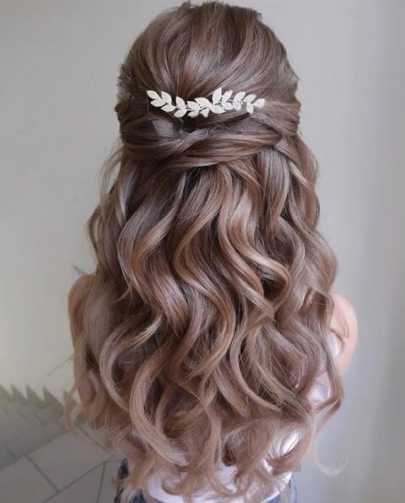 Silver wedding online hair pieces