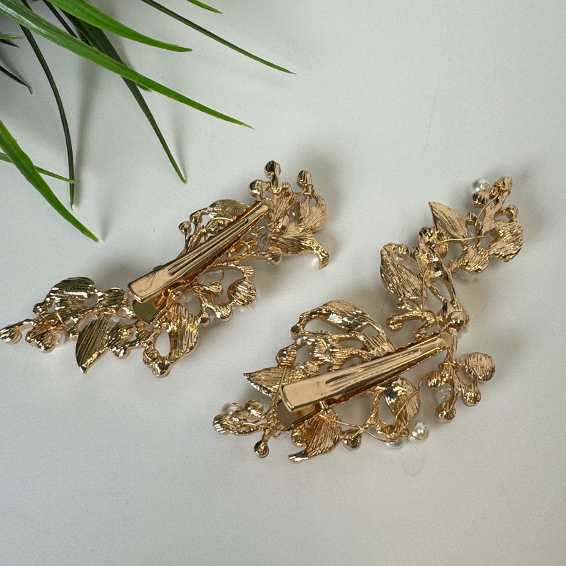 Floral Hair Comb Bridal Hair Accessory Gold Pearl Hair Comb for Wedding Hair Accessory for bride Bridesmaid hair accessory image 3