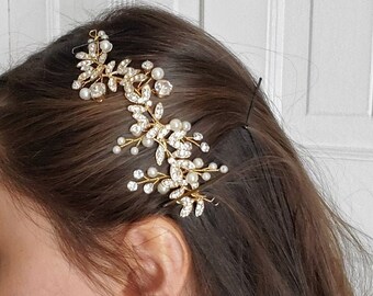 Bridal hair clip Side Bridal hair piece Bridal Hair Accessories Wedding Hair Accessories Wedding hair piece gold Bridal hair vine
