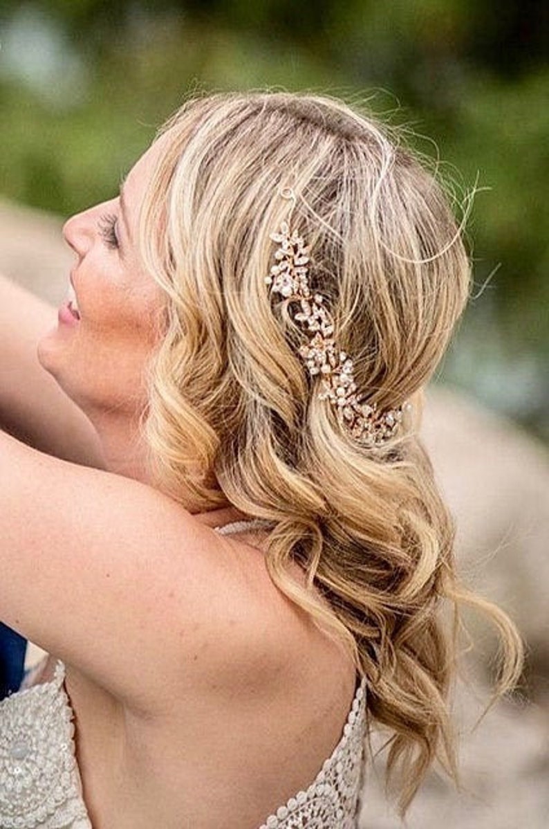 Bridal hair piece Rose Gold Bridal hair vine Bridal Hair Etsy