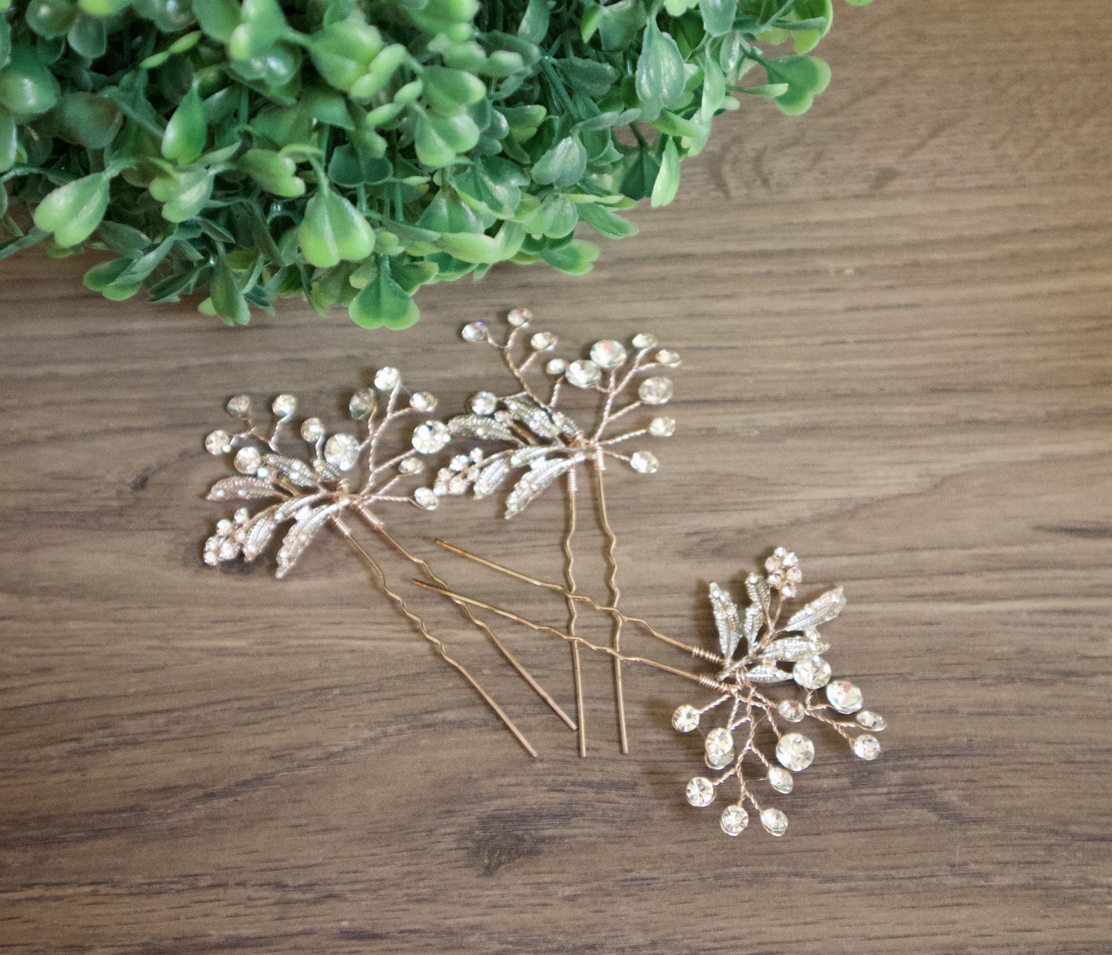 Bridesmaid Hair Pins Rose Gold Bridal Hairpiece Wedding Hair Etsy