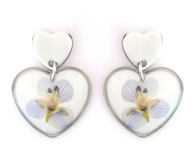 Stainless steel pendant earrings with resin and Veronica