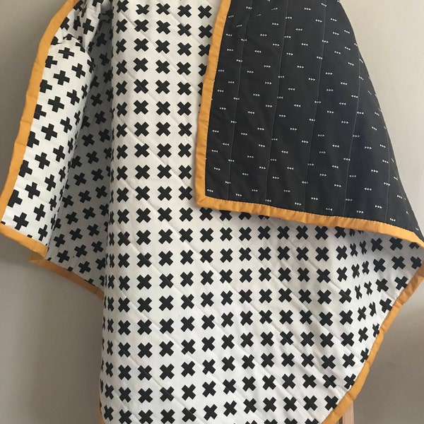 Handmade Criss Cross Whole Cloth Baby Quilt, Whole Cloth Baby Quilt, Crib Blanket, Baby Shower Gift