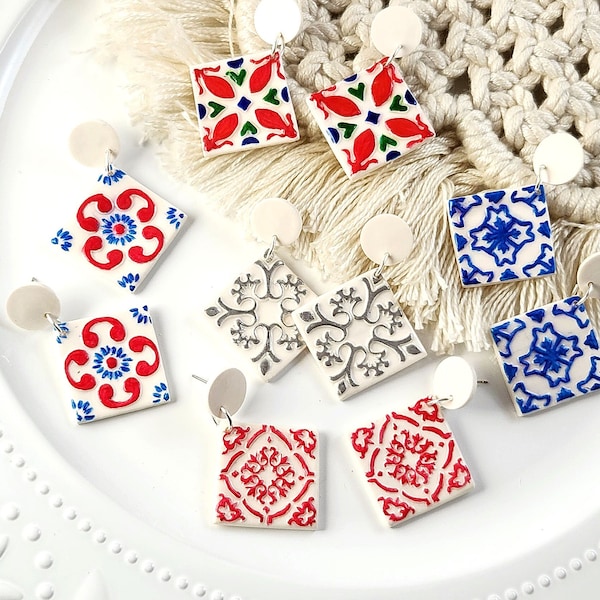 Tile Earrings Etsy