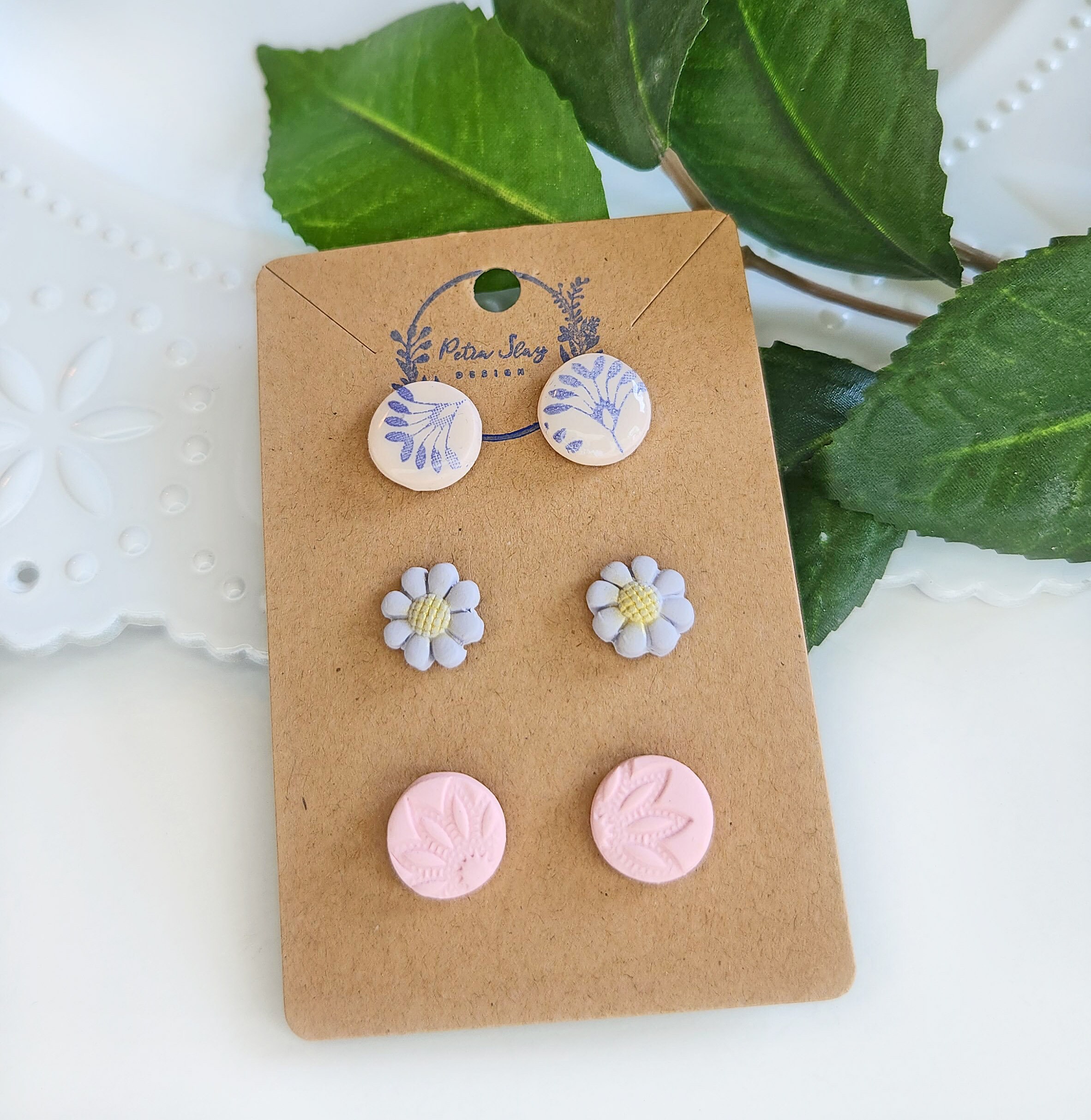 Floral Stud Earring Set Cute Clay Earring Stud Pack of 3 Etsy Australia