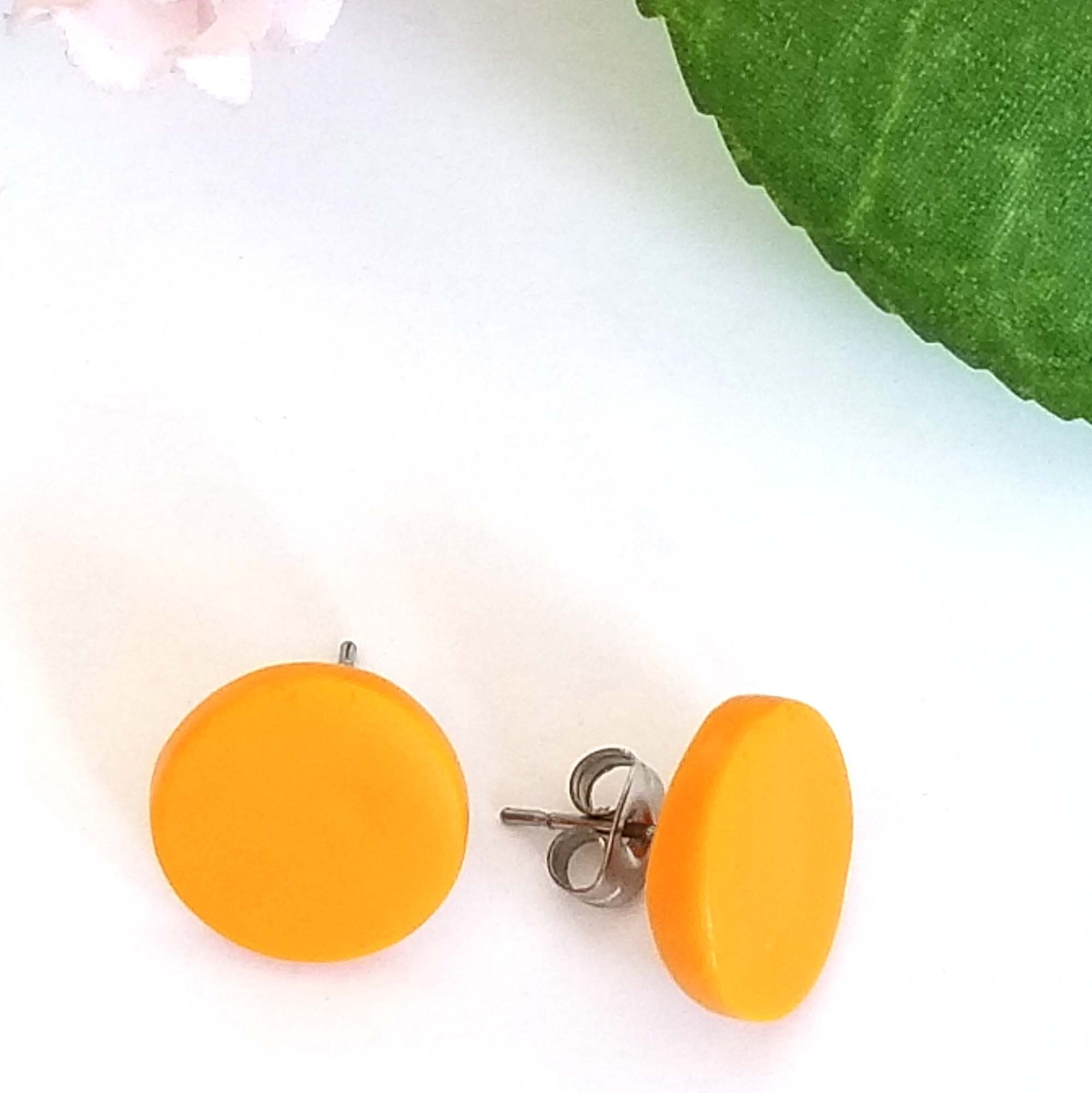 Mustard yellow stud earrings Matte 12 mm Round or 6 mm Ball Etsy