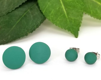 Olive earrings emerald Statement earrings Minimalist Organic form Polymer clay resin jewelry