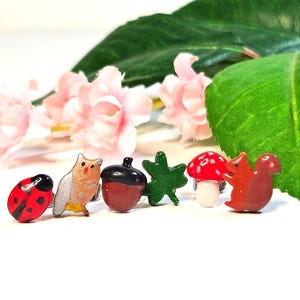 Woodland Stud Earrings: Handmade Polymer Clay Forest Animal Jewelry