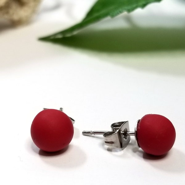 Red Ball Earrings Etsy