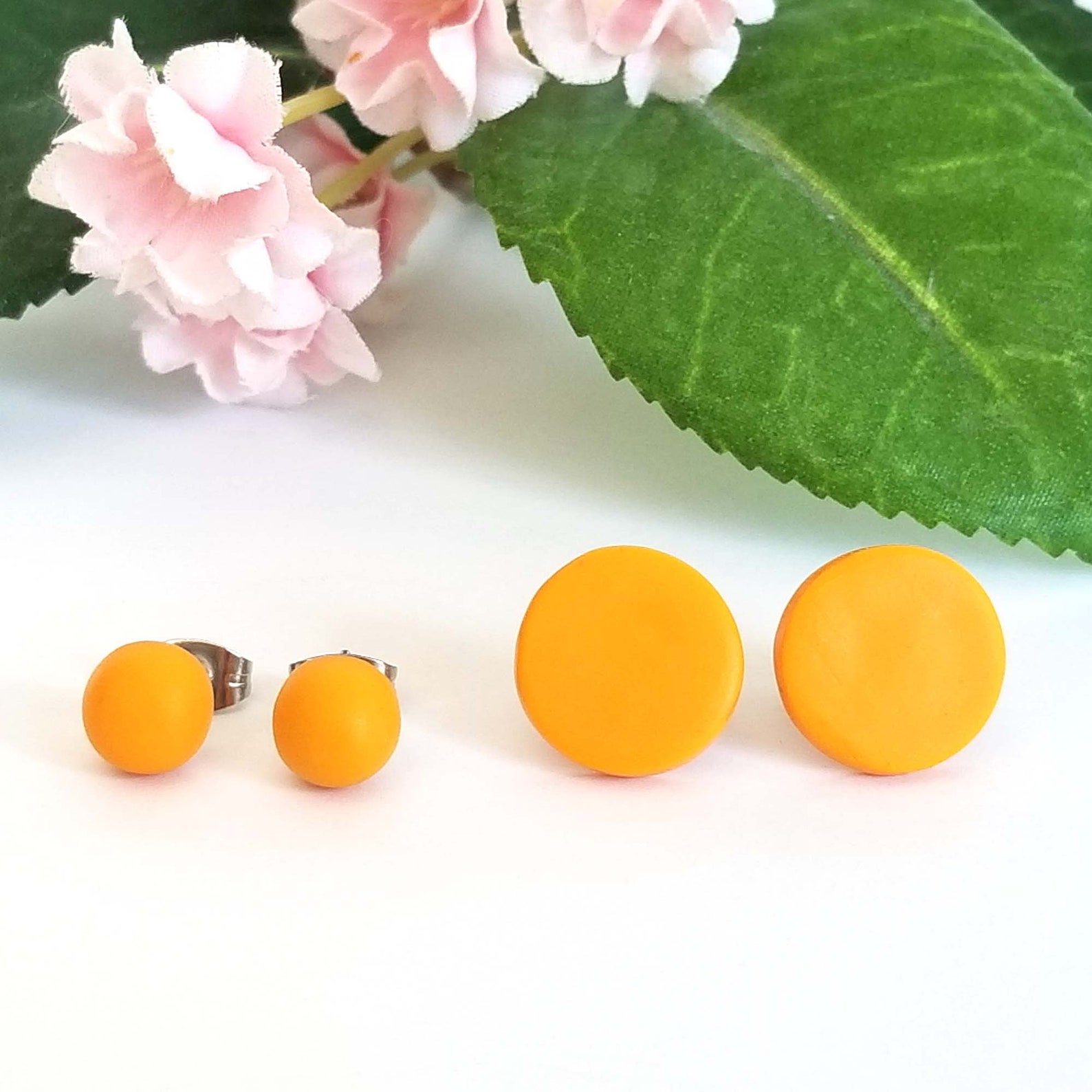 Mustard yellow stud earrings Matte 12 mm Round or 6 mm Ball Etsy