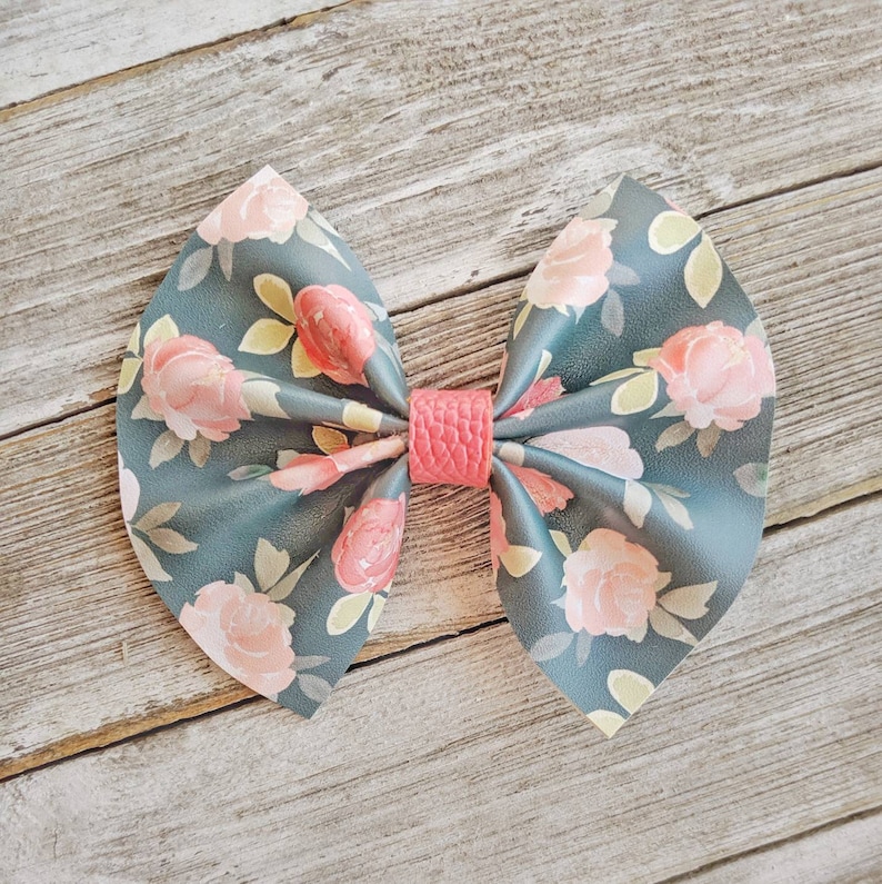 Floral leather bows