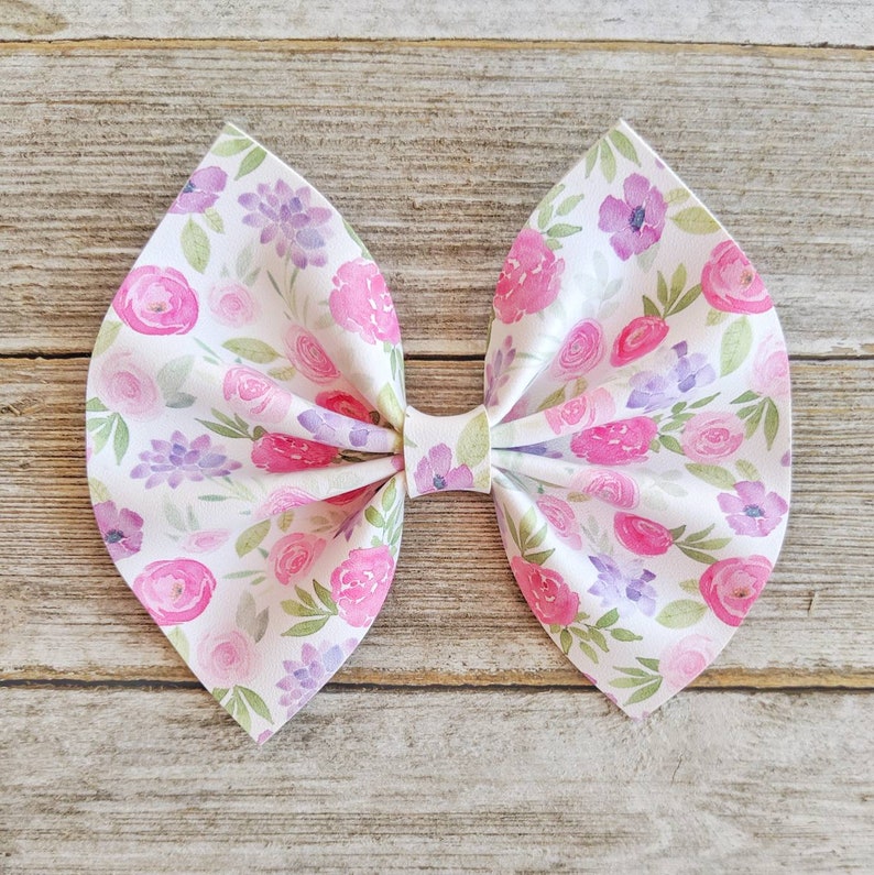 Floral leather bows