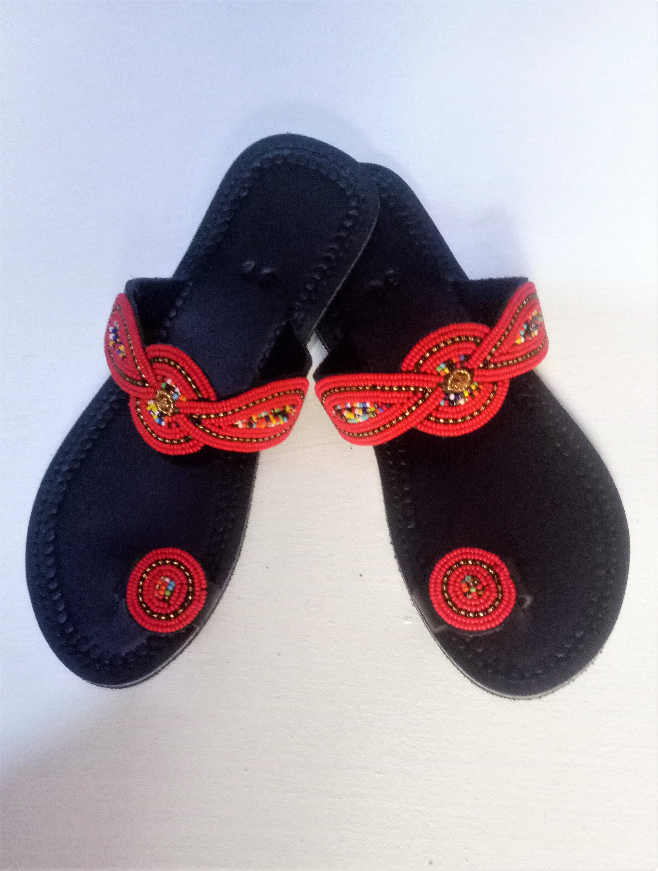 Leather sandals women black sandals slide sandals red Etsy