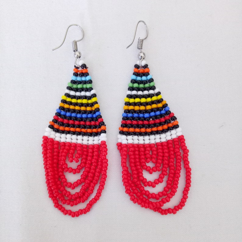 red earrings african earrings,earrings african jewelry,zulu jewelry,maasai earrings tribal earrings beaded earrings tribal earrings