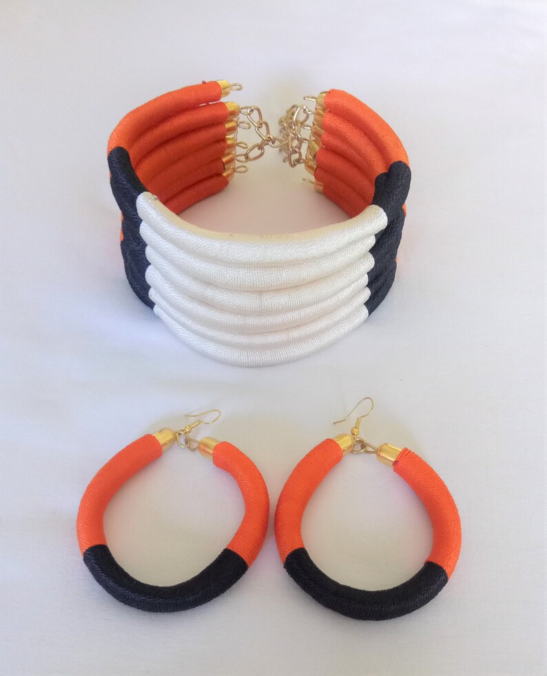 ethnic chokers necklace african jewelry afro tribal necklace African tribal necklace,african jewelry Statement Choker with earrings set