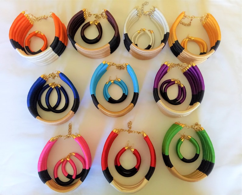 ethnic chokers necklace african jewelry afro tribal necklace African tribal necklace,african jewelry Statement Choker with earrings set