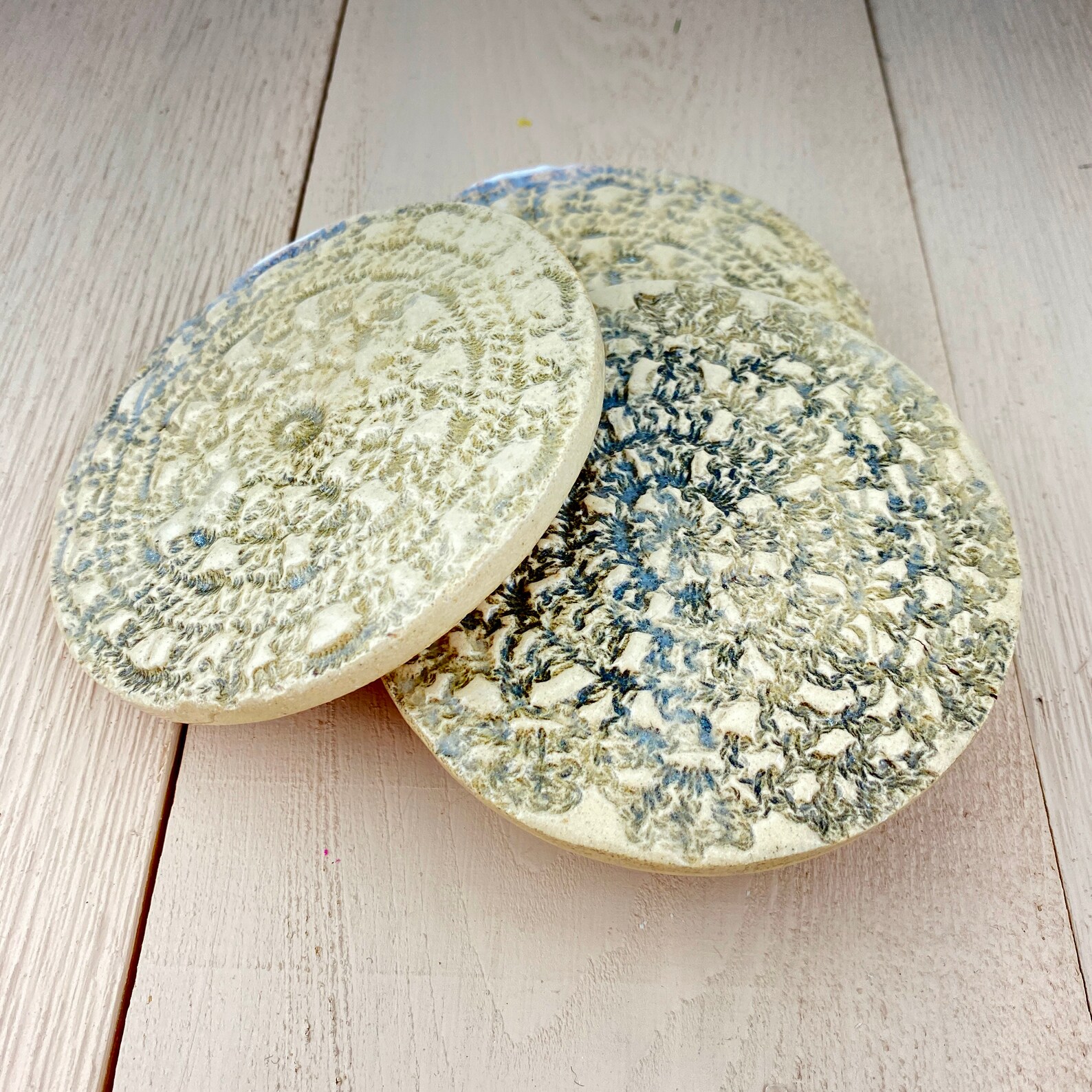 Set of 4 Ceramic Coasters Round Coasters Handmade Ceramic Etsy