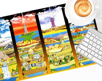 Golden Sun Desk Mat - Gaming Playmat - Game Mat - Gameroom Decor - Video Game Decor - Gaming Mousepad - Desktop Decor